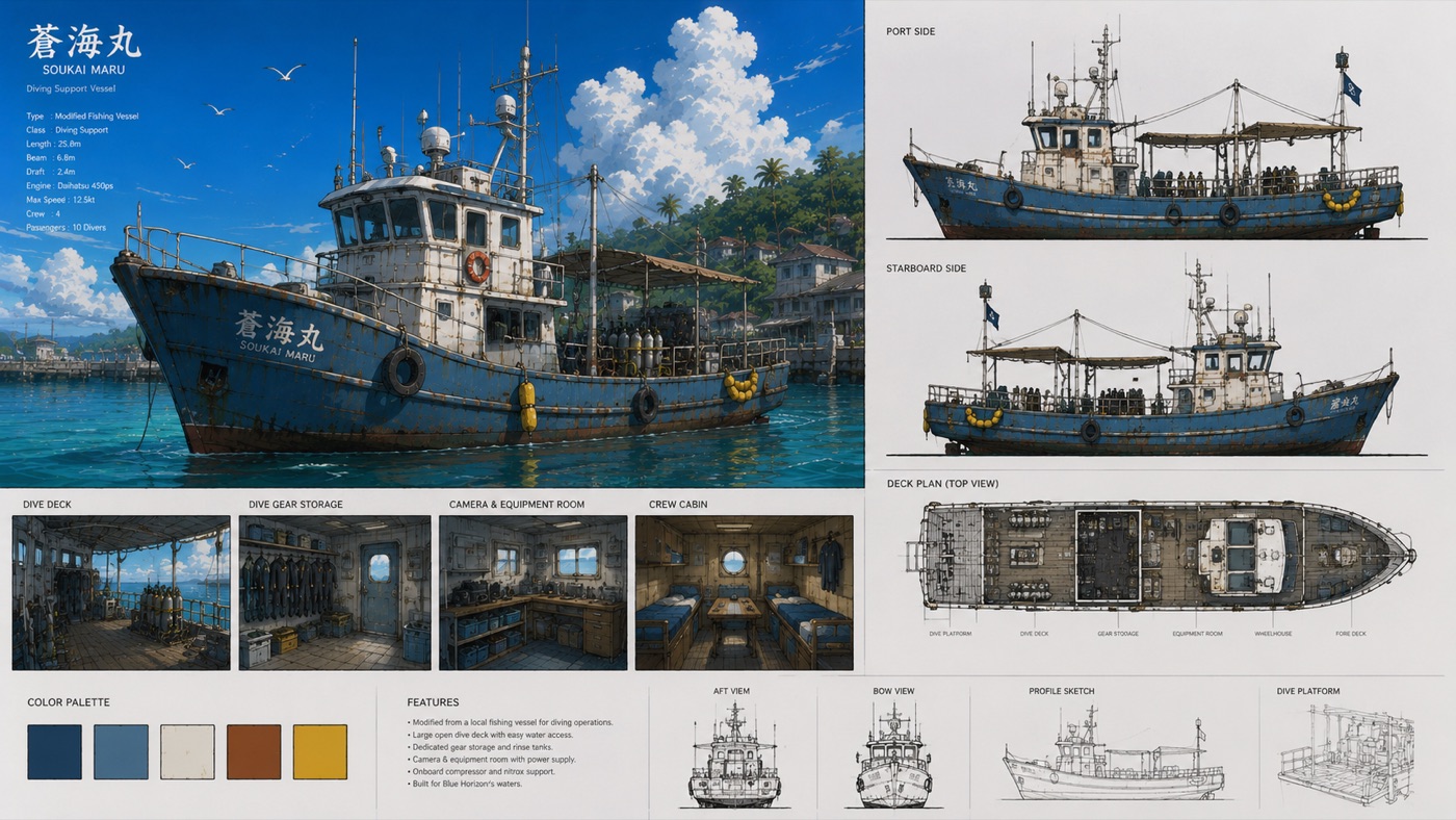 Soukai Maru 蒼海丸 — Blue Horizon design sheet